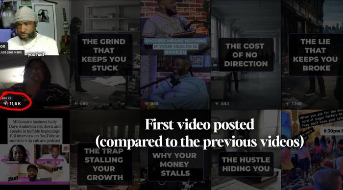 Dave Anderson's first video compared with previous videos